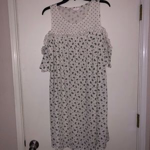 Black and White Paisley Cold Shoulder Dress